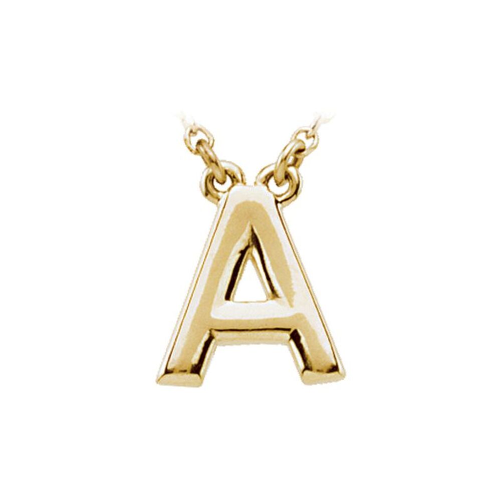 14K Yellow Gold, Kendall Collection, Block Initial A Necklace, 16 Inch